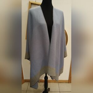 Women's Reversible Gray Wrap Poncho Cape Cardigan Open Front